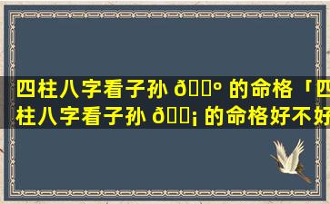 四柱八字看子孙 🌺 的命格「四柱八字看子孙 🐡 的命格好不好」